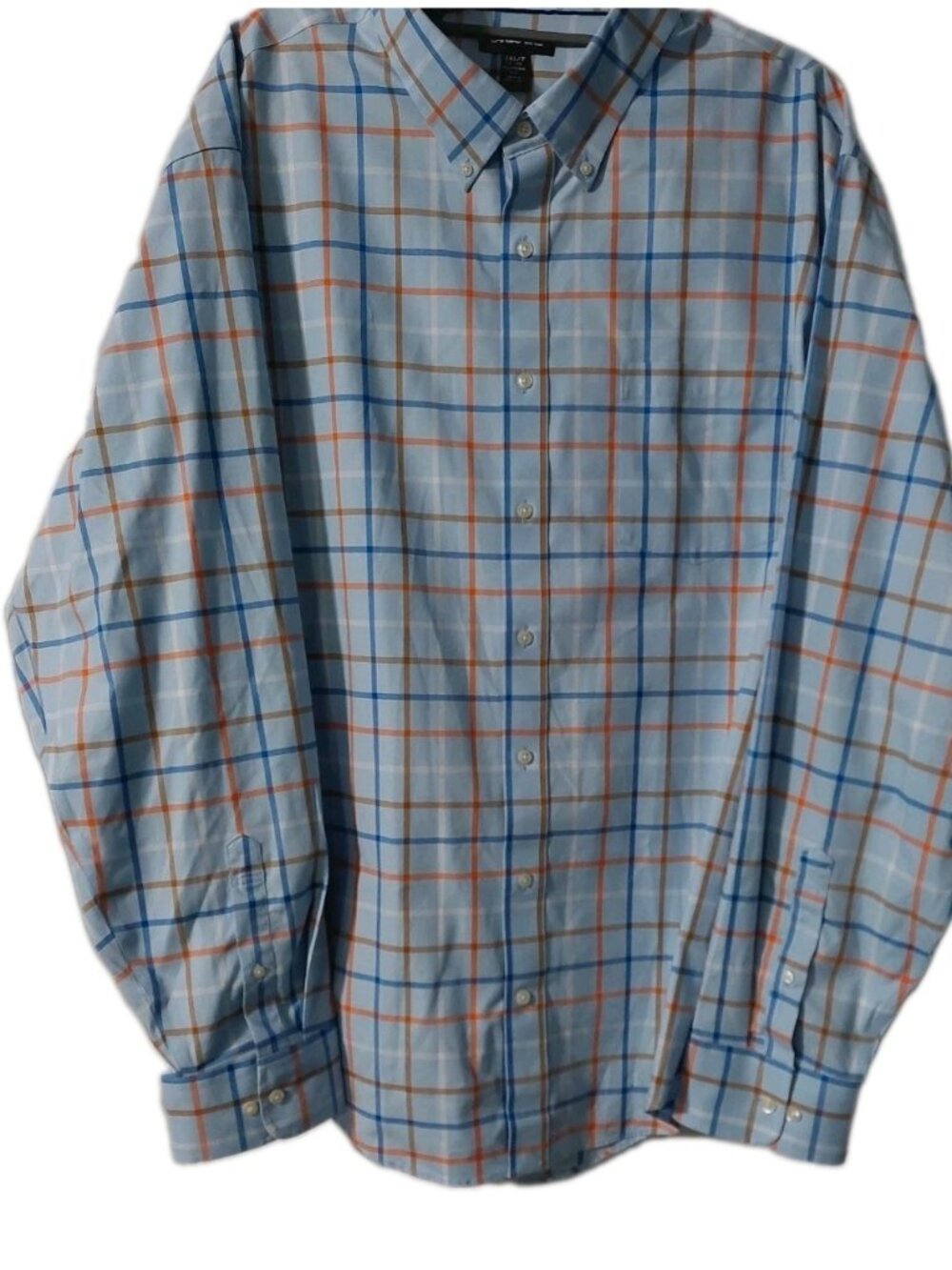 Lands’ End Mens 3XLT Shirt Traditional Fit Button Down Collar Light Blue Plaid